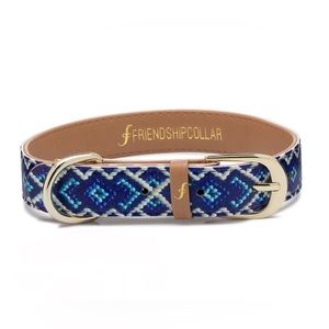 Friendship Mucky Pup Blue Diamond Leather Collar Dog Collar